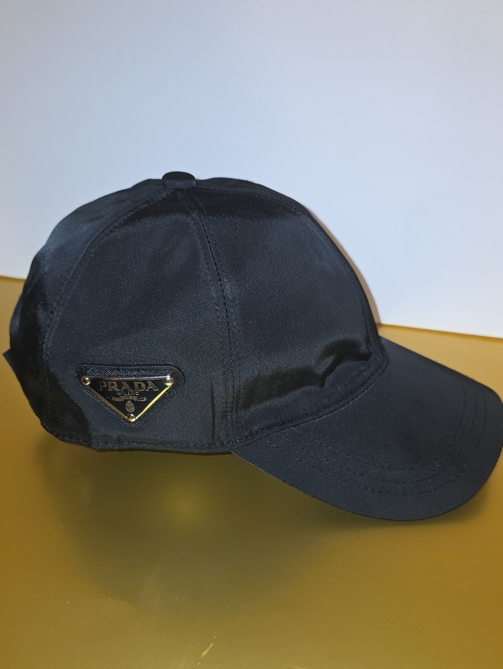 Prada Black Nylon Triangular Logo Baseball Cap